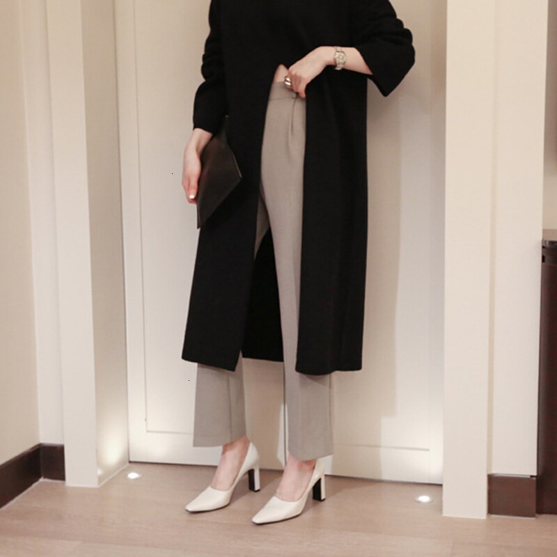 Split Black Sweater Women Long Sleeve Turtleneck Knitted Pullover Tops Split Black Sweater Women Long Sleeve Turtleneck Knitted Pullover Tops