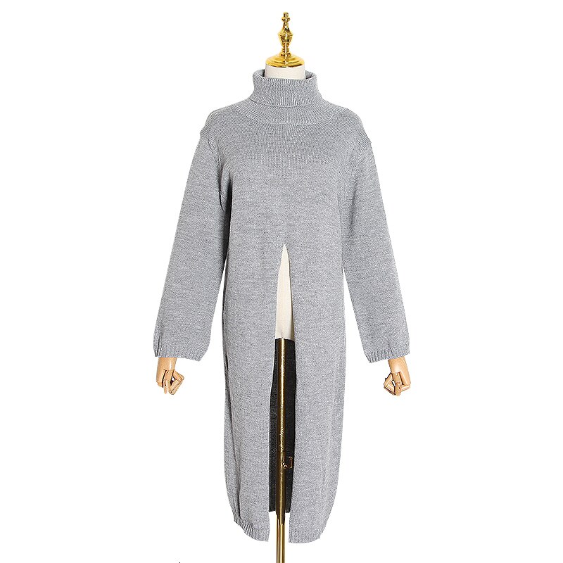 Split Black Sweater Women Long Sleeve Turtleneck Knitted Pullover Tops Split Black Sweater Women Long Sleeve Turtleneck Knitted Pullover Tops