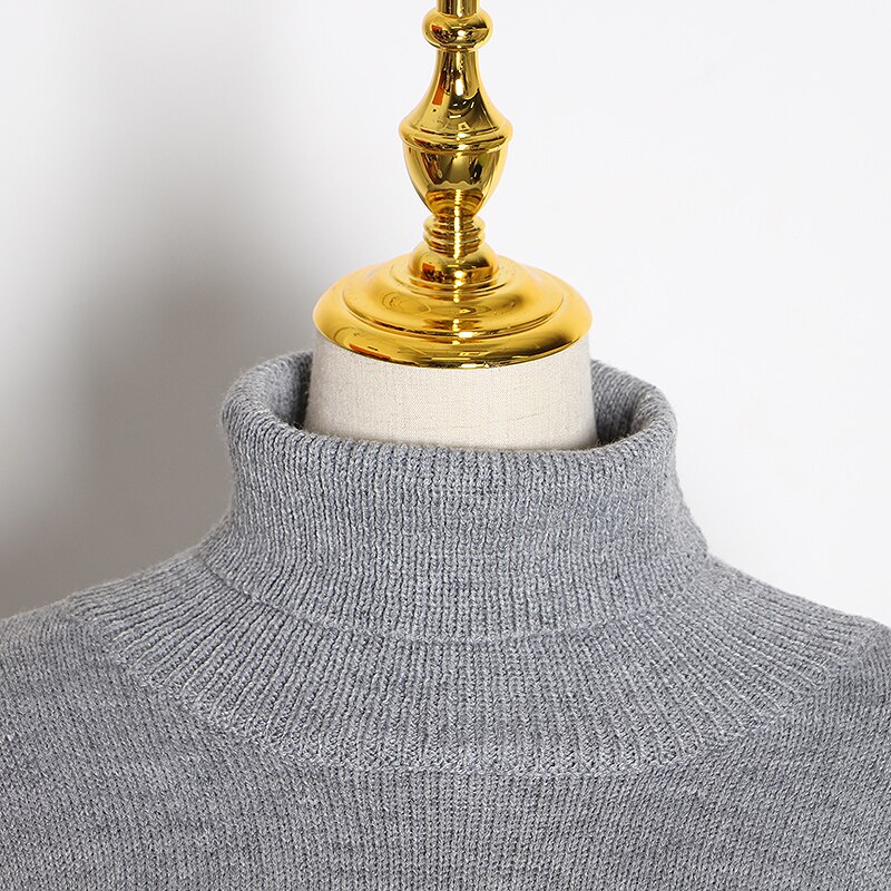 Split Black Sweater Women Long Sleeve Turtleneck Knitted Pullover Tops Split Black Sweater Women Long Sleeve Turtleneck Knitted Pullover Tops