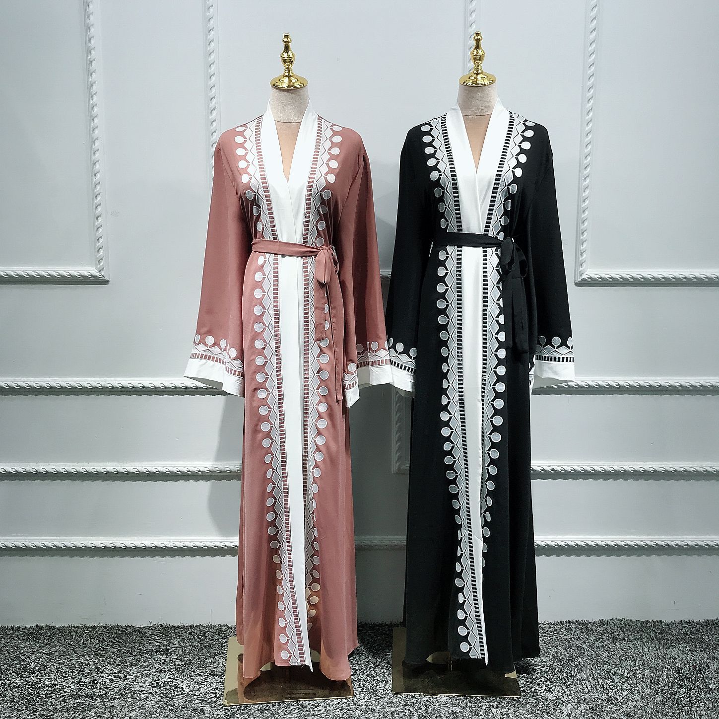 Ramadan Eid Open Abayas for Women Dubai Abaya Turkey Muslim Hijab Dress Kimono Cardigan Robe Musulmane Longue Djelaba Femme