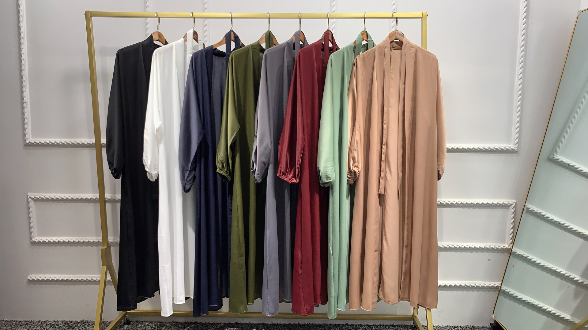 Eid Open Abaya Dubai Ramadan Muslim Hijab Dress Kaftan Bubble Satin Abayas for Women Islam Clothing Tukey Kimono Femme Musulmane