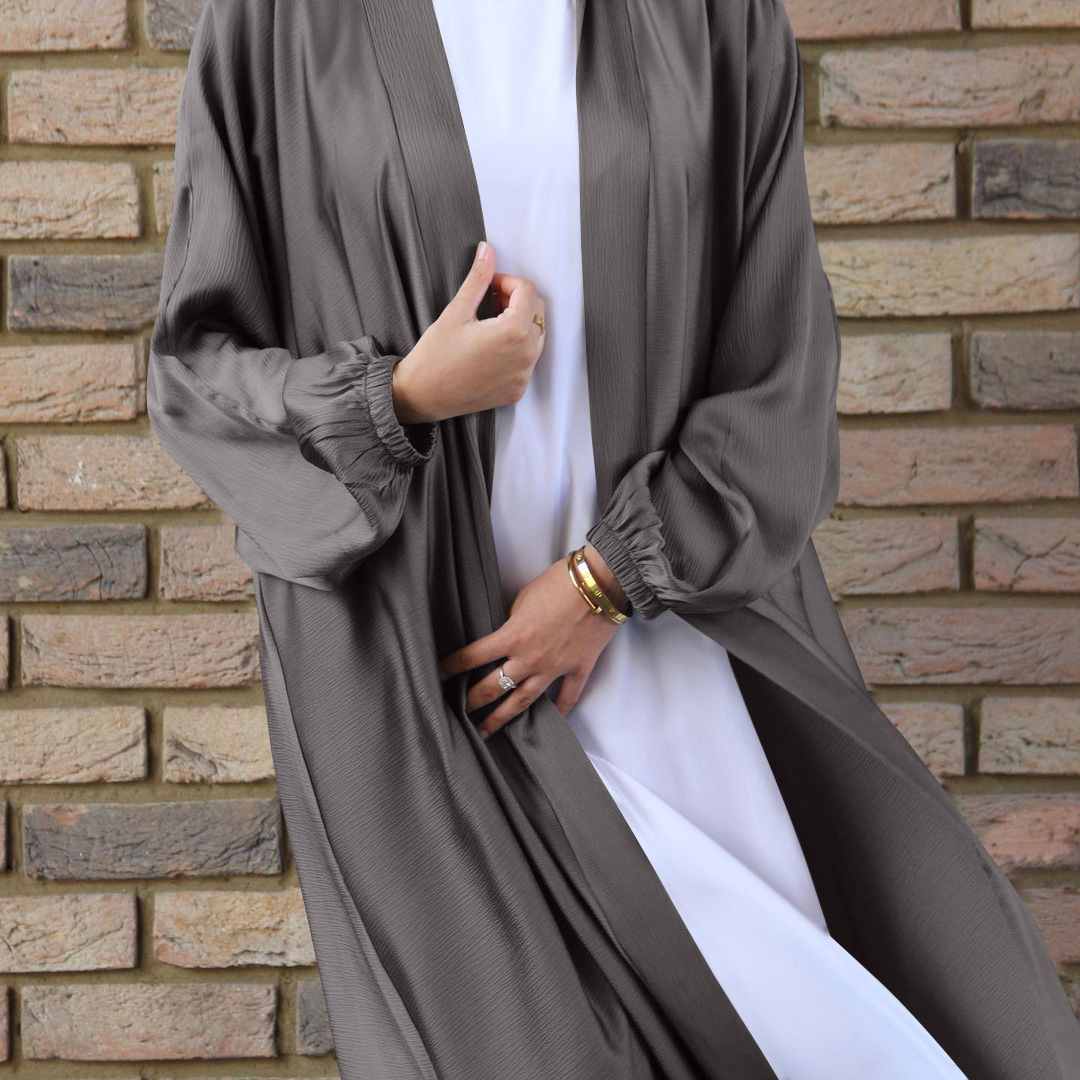 Eid Open Abaya Dubai Ramadan Muslim Hijab Dress Kaftan Bubble Satin Abayas for Women Islam Clothing Tukey Kimono Femme Musulmane