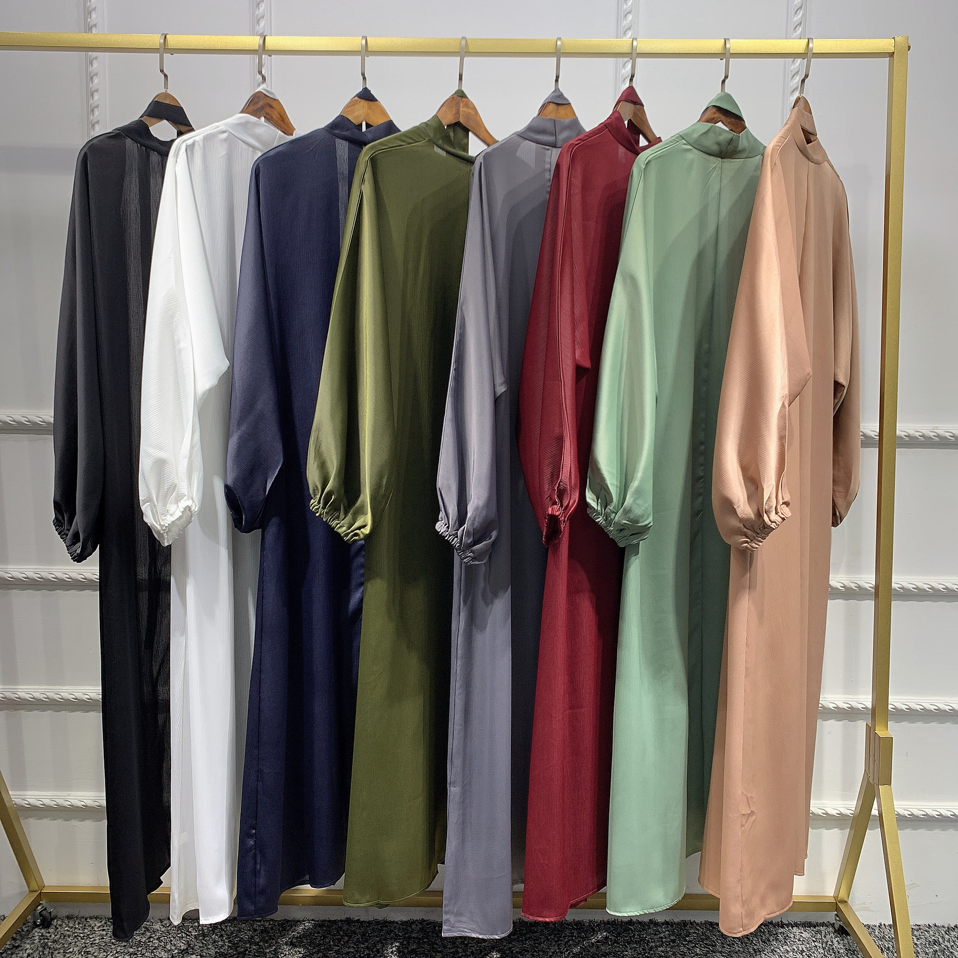 Eid Open Abaya Dubai Ramadan Muslim Hijab Dress Kaftan Bubble Satin Abayas for Women Islam Clothing Tukey Kimono Femme Musulmane