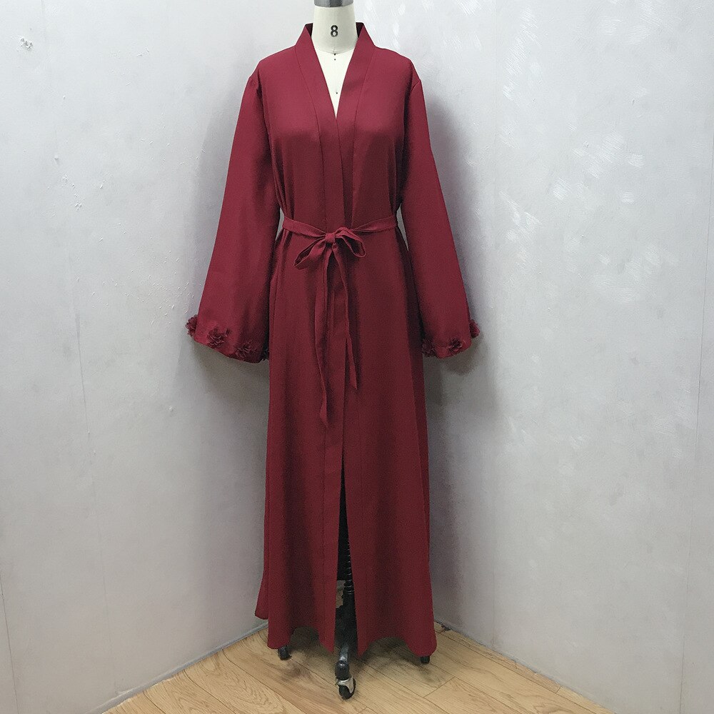 Eid Djellaba Abaya Dubai 3D Appliques Sleeves Muslim Dress Opened Abaya Dubai Turkey Muslim Dress Islam Abayas With Belt WY689 Eid Djellaba Abaya Dubai 3D Appliques Sleeves Muslim Dress Opened Abaya Dubai Turkey Muslim Dress Islam Abayas With Belt WY689