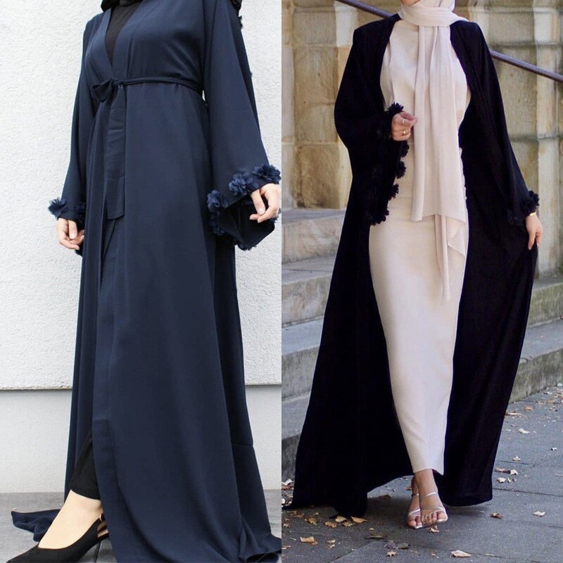 Eid Djellaba Abaya Dubai 3D Appliques Sleeves Muslim Dress Opened Abaya Dubai Turkey Muslim Dress Islam Abayas With Belt WY689 Eid Djellaba Abaya Dubai 3D Appliques Sleeves Muslim Dress Opened Abaya Dubai Turkey Muslim Dress Islam Abayas With Belt WY689