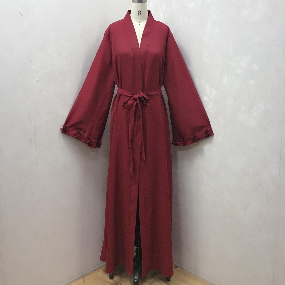 Eid Djellaba Abaya Dubai 3D Appliques Sleeves Muslim Dress Opened Abaya Dubai Turkey Muslim Dress Islam Abayas With Belt WY689 Eid Djellaba Abaya Dubai 3D Appliques Sleeves Muslim Dress Opened Abaya Dubai Turkey Muslim Dress Islam Abayas With Belt WY689