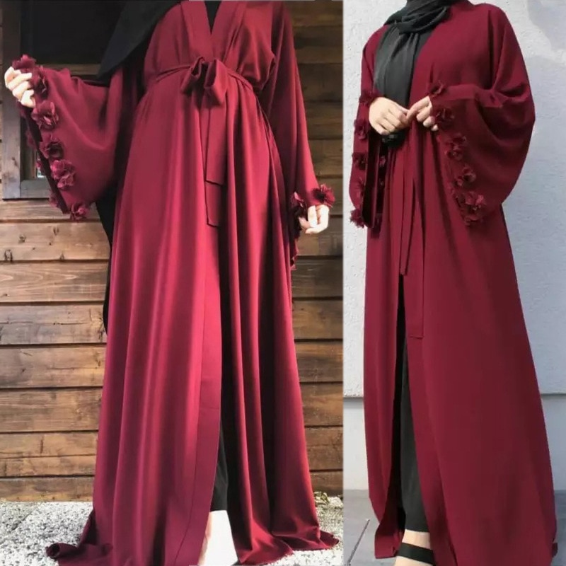 Eid Djellaba Abaya Dubai 3D Appliques Sleeves Muslim Dress Opened Abaya Dubai Turkey Muslim Dress Islam Abayas With Belt WY689 Eid Djellaba Abaya Dubai 3D Appliques Sleeves Muslim Dress Opened Abaya Dubai Turkey Muslim Dress Islam Abayas With Belt WY689