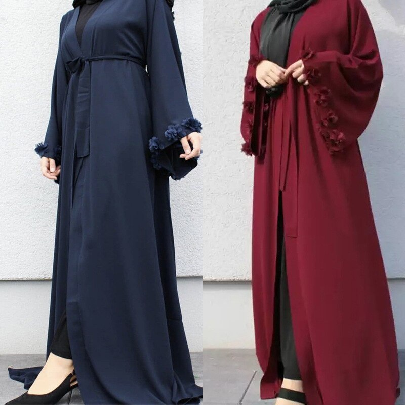 Eid Djellaba Abaya Dubai 3D Appliques Sleeves Muslim Dress Opened Abaya Dubai Turkey Muslim Dress Islam Abayas With Belt WY689 Eid Djellaba Abaya Dubai 3D Appliques Sleeves Muslim Dress Opened Abaya Dubai Turkey Muslim Dress Islam Abayas With Belt WY689