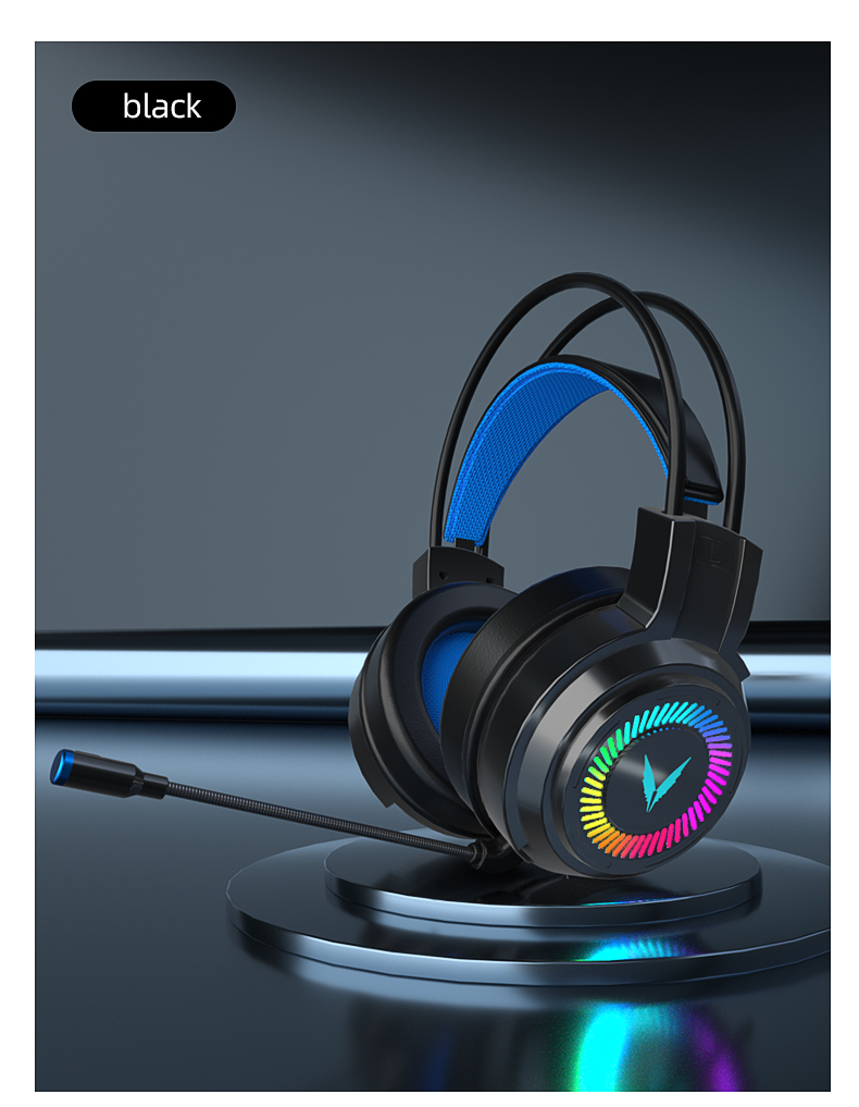 JIMARTI G60 Gaming Headsets Gamer Headphones Surround Sound Stereo Wired Earphones USB Microphone Colourful Light PCLaptop