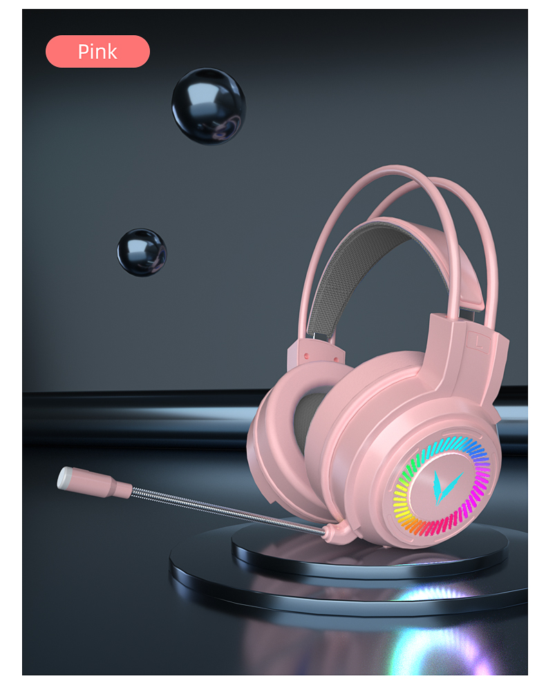 JIMARTI G60 Gaming Headsets Gamer Headphones Surround Sound Stereo Wired Earphones USB Microphone Colourful Light PCLaptop