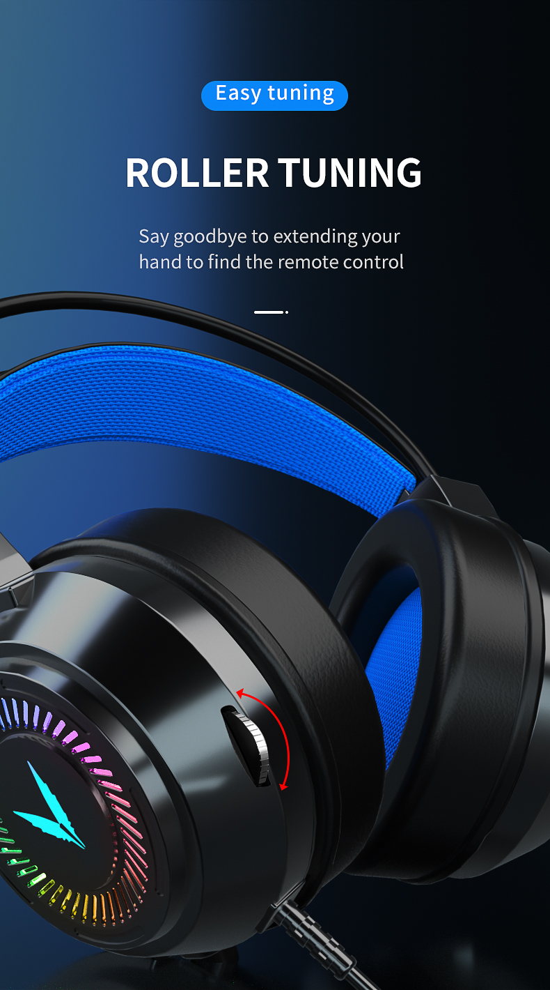 JIMARTI G60 Gaming Headsets Gamer Headphones Surround Sound Stereo Wired Earphones USB Microphone Colourful Light PCLaptop