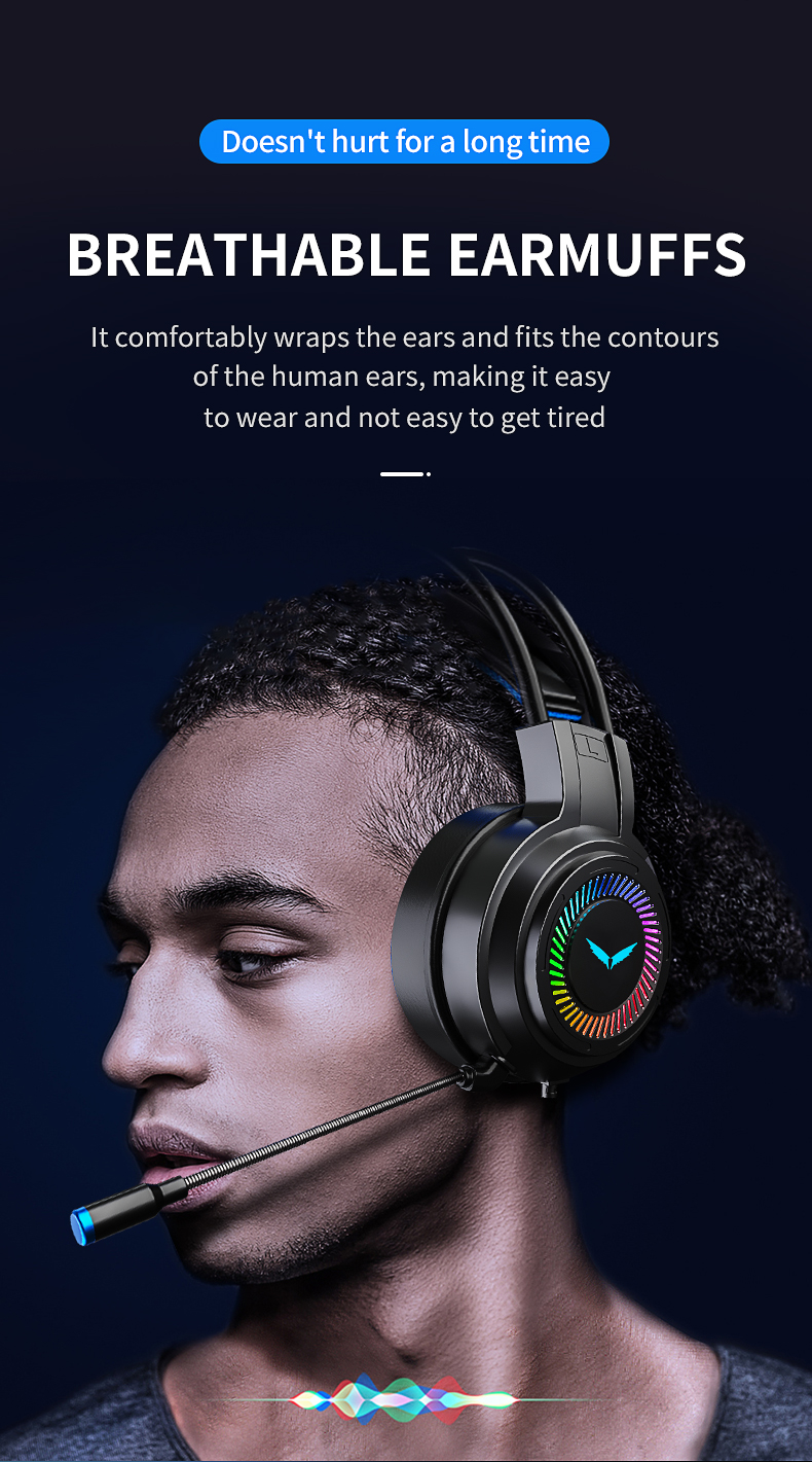 JIMARTI G60 Gaming Headsets Gamer Headphones Surround Sound Stereo Wired Earphones USB Microphone Colourful Light PCLaptop
