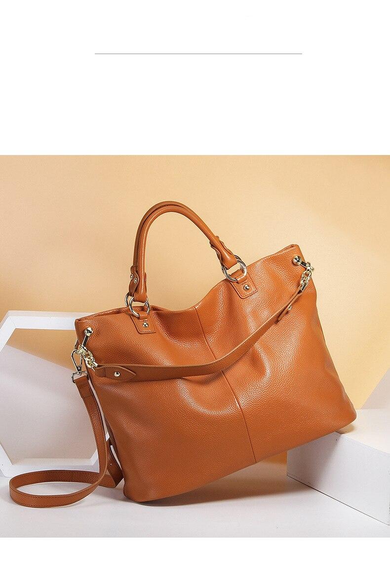 High-End First Layer Cowhide Ladies Handbags European And American Fashion Leather Handbags Shoulder Messenger Tote Bag35*15*28