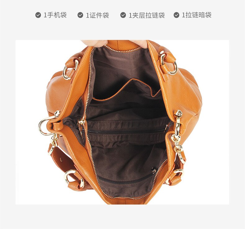 High-End First Layer Cowhide Ladies Handbags European And American Fashion Leather Handbags Shoulder Messenger Tote Bag35*15*28