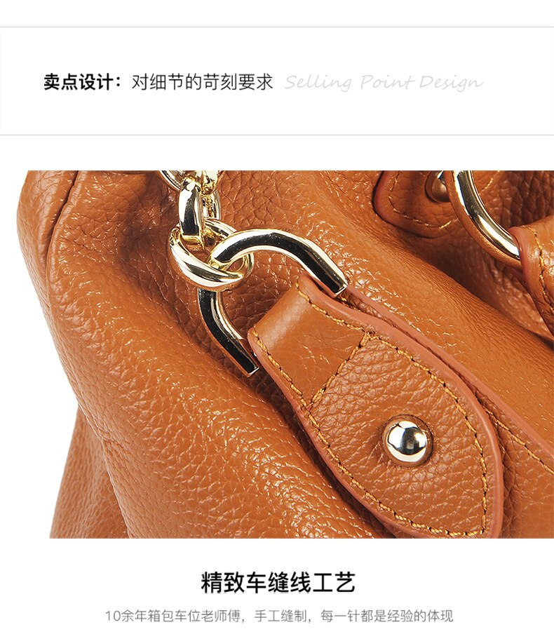 High-End First Layer Cowhide Ladies Handbags European And American Fashion Leather Handbags Shoulder Messenger Tote Bag35*15*28