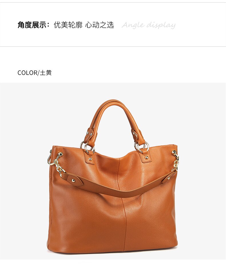 High-End First Layer Cowhide Ladies Handbags European And American Fashion Leather Handbags Shoulder Messenger Tote Bag35*15*28