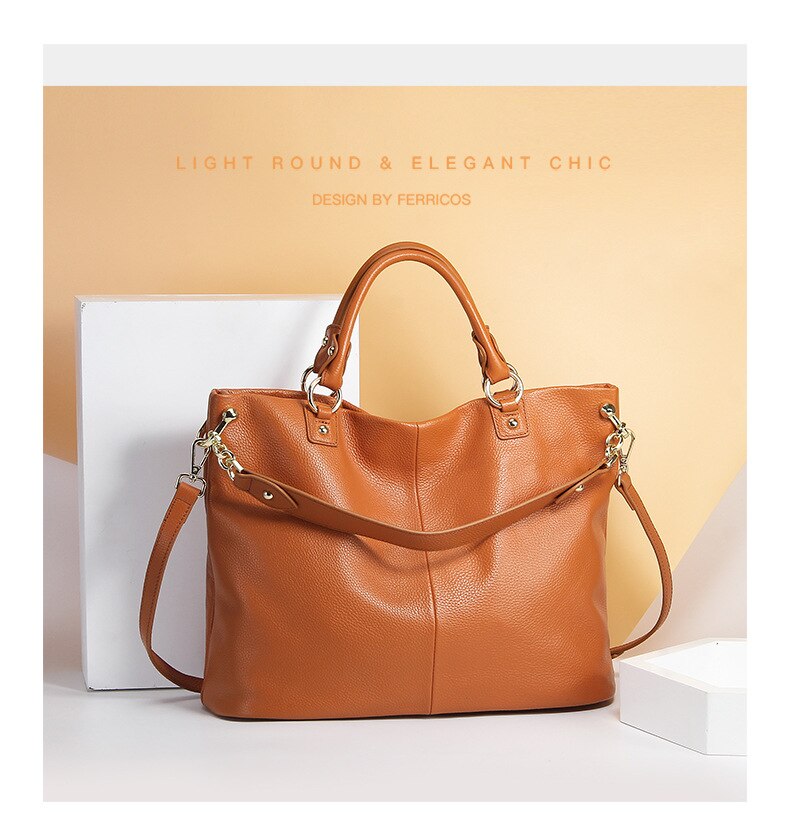 High-End First Layer Cowhide Ladies Handbags European And American Fashion Leather Handbags Shoulder Messenger Tote Bag35*15*28