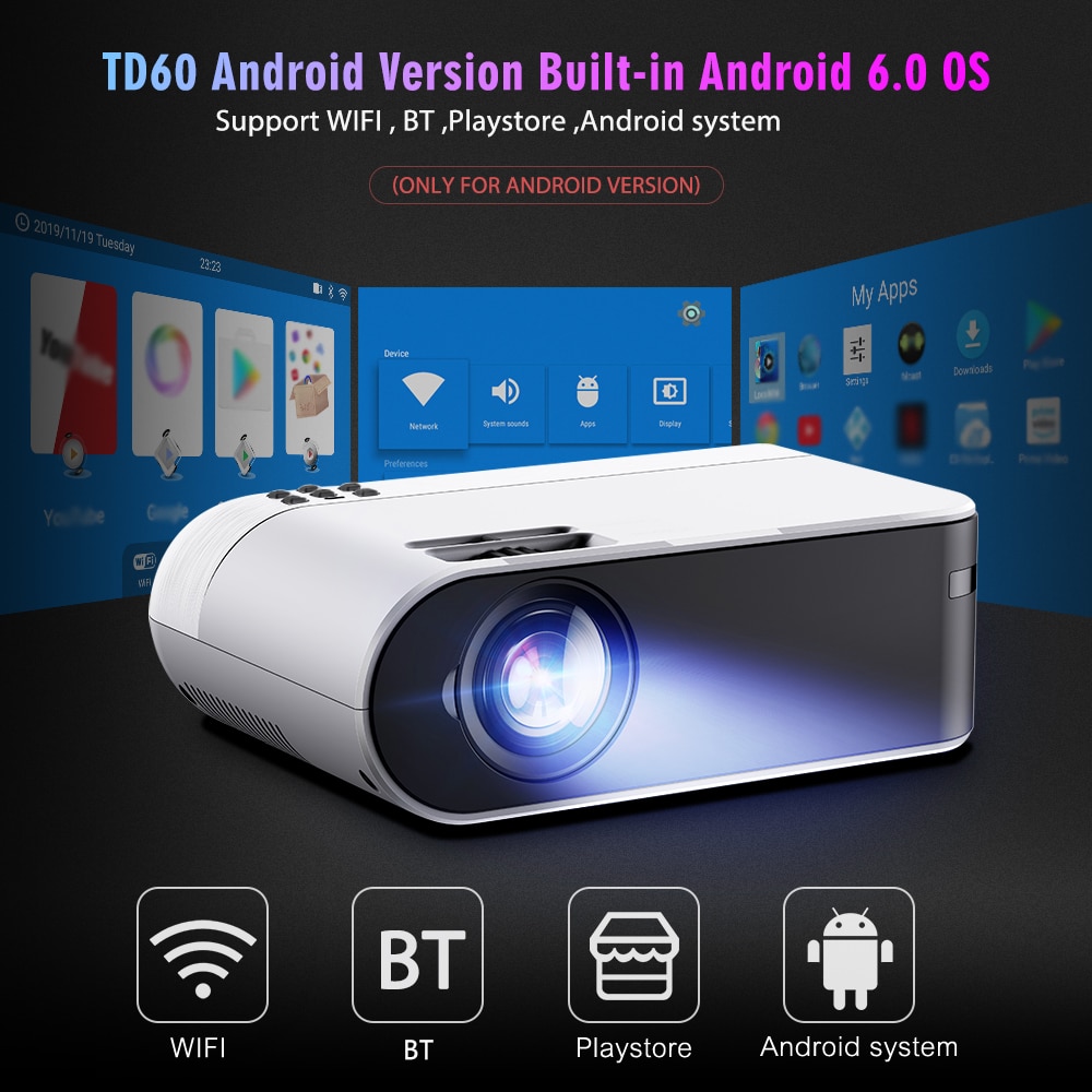 ThundeaL Mini Projector TD60 Portable Home Cinema 2800 Lumens Smartphone Multiscreen Video 3D Beamer Android WiFi LED Proyector ThundeaL Mini Projector TD60 Portable Home Cinema 2800 Lumens Smartphone Multiscreen Video 3D Beamer Android WiFi LED Proyector