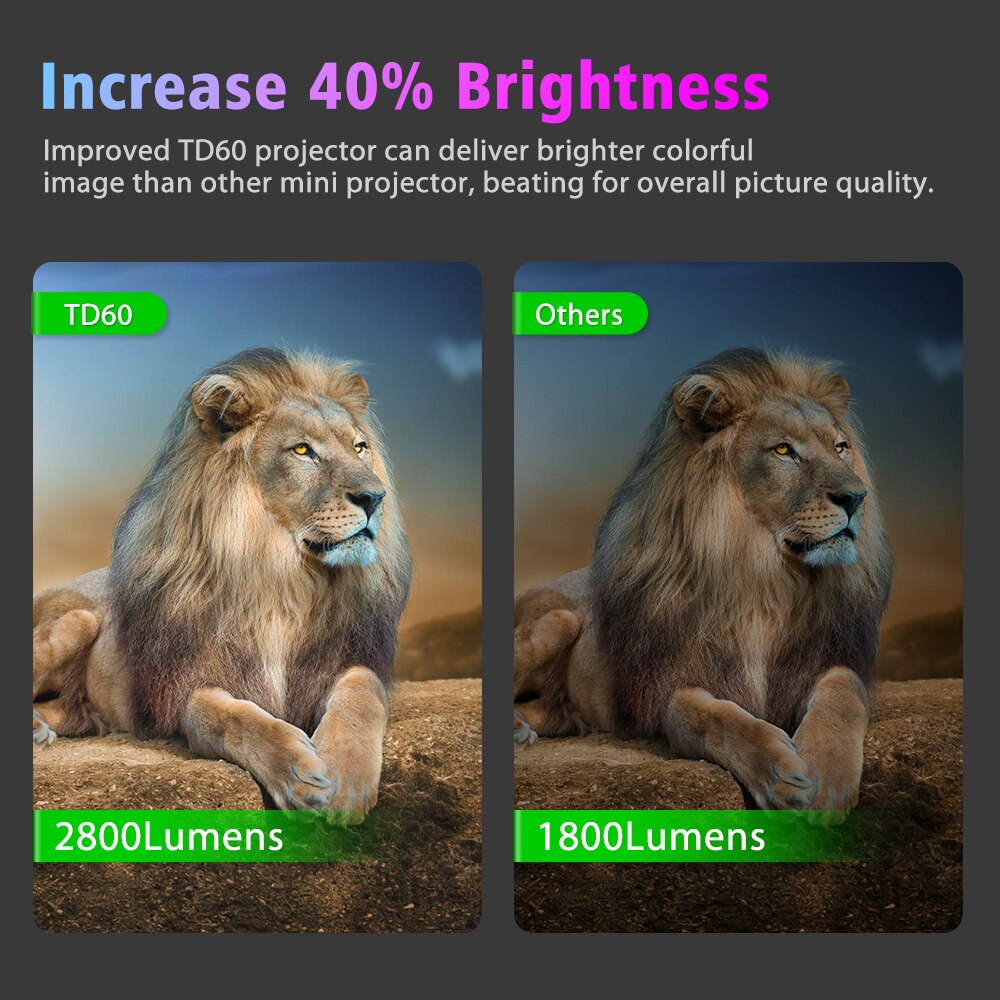 ThundeaL Mini Projector TD60 Portable Home Cinema 2800 Lumens Smartphone Multiscreen Video 3D Beamer Android WiFi LED Proyector