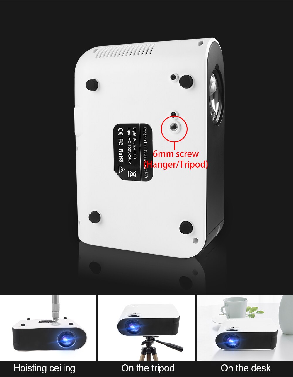 ThundeaL Mini Projector TD60 Portable Home Cinema 2800 Lumens Smartphone Multiscreen Video 3D Beamer Android WiFi LED Proyector