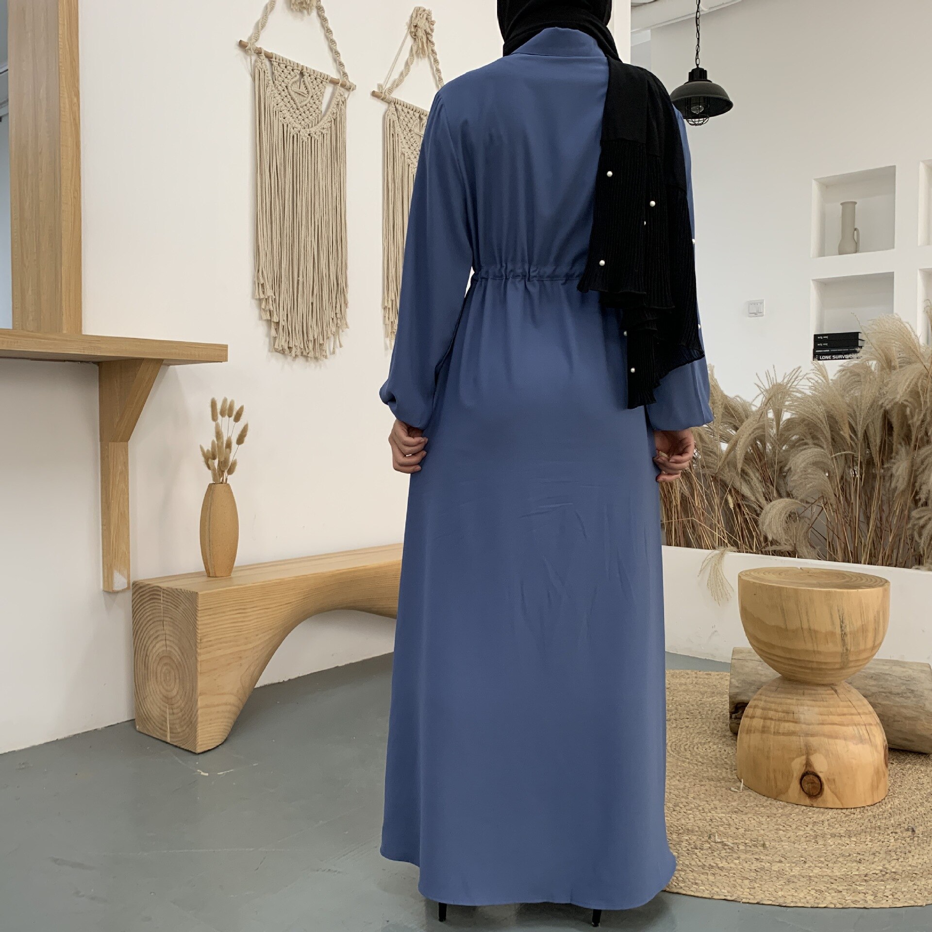 2021 Women's Dubai Abaya Turkey Muslim Fashion Hijab Long Dress Lapel Kaftan Islam Clothing African Maxi Dresses For Women Robe