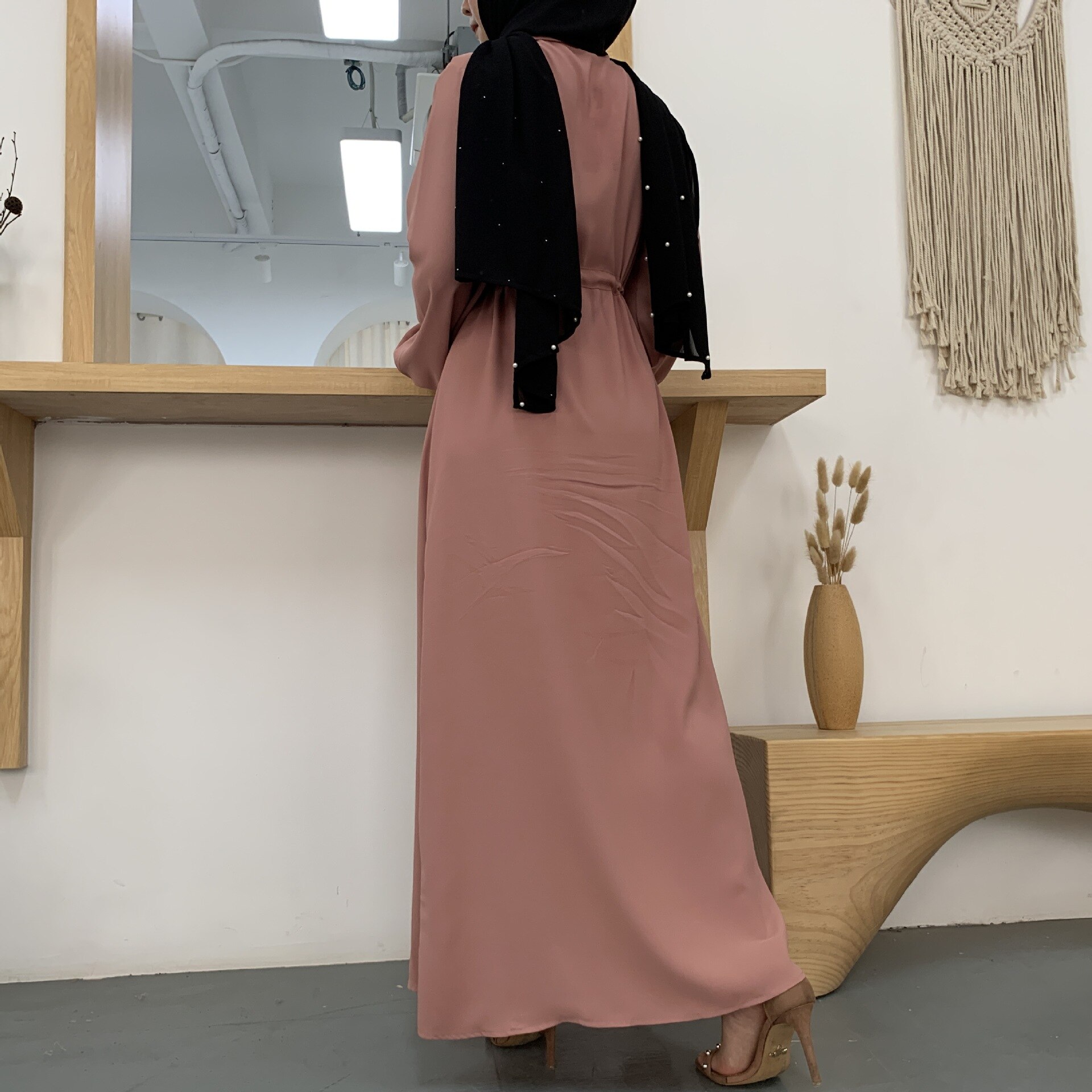 2021 Women's Dubai Abaya Turkey Muslim Fashion Hijab Long Dress Lapel Kaftan Islam Clothing African Maxi Dresses For Women Robe