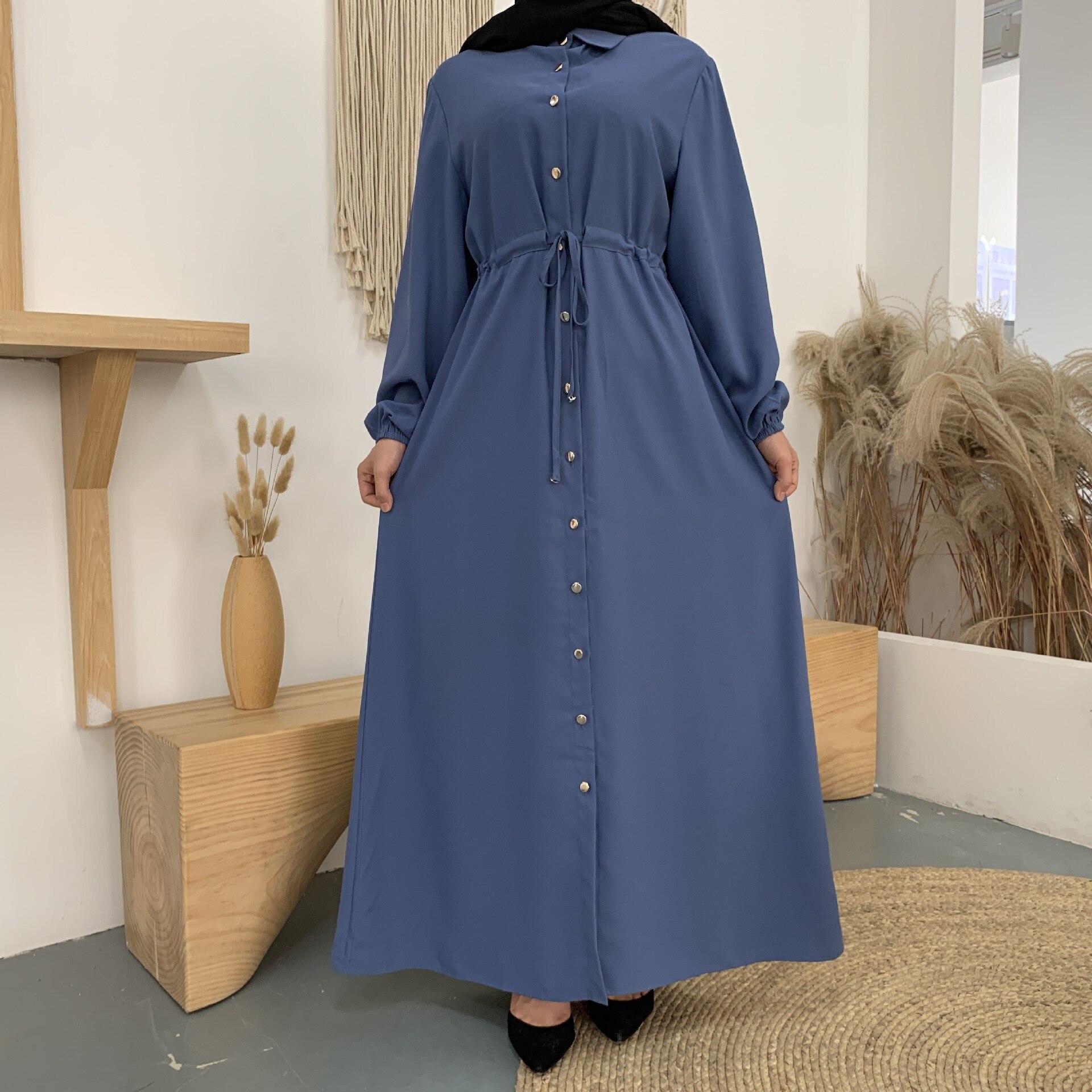 2021 Women's Dubai Abaya Turkey Muslim Fashion Hijab Long Dress Lapel Kaftan Islam Clothing African Maxi Dresses For Women Robe 2021 Women's Dubai Abaya Turkey Muslim Fashion Hijab Long Dress Lapel Kaftan Islam Clothing African Maxi Dresses For Women Robe