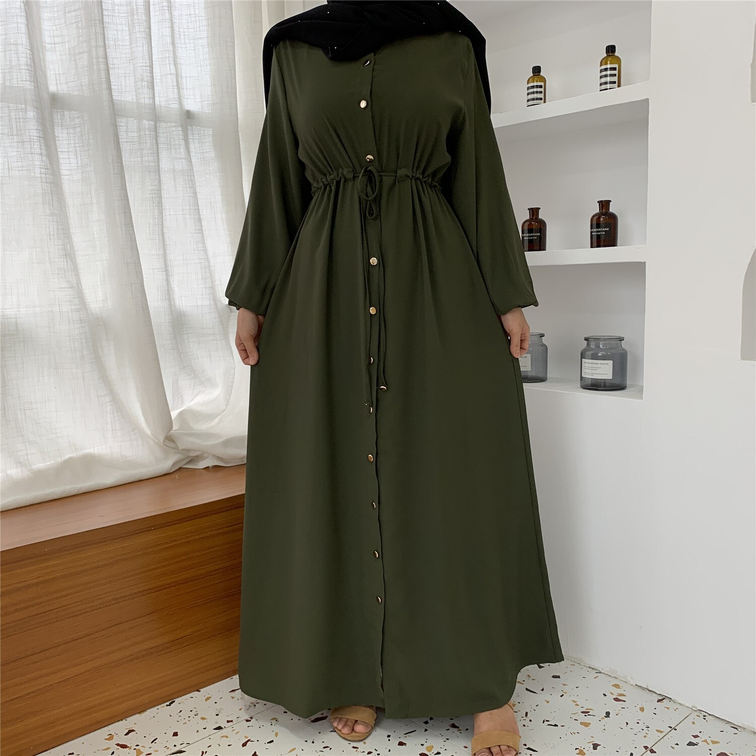 2021 Women's Dubai Abaya Turkey Muslim Fashion Hijab Long Dress Lapel Kaftan Islam Clothing African Maxi Dresses For Women Robe