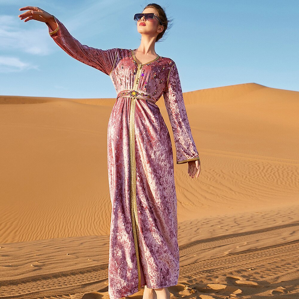 Ramadan Velvet African Dresses For Women Abaya Dubai Turkey Islam Muslim Party Long Dress Robe Djellaba Femme Musulmane Longue