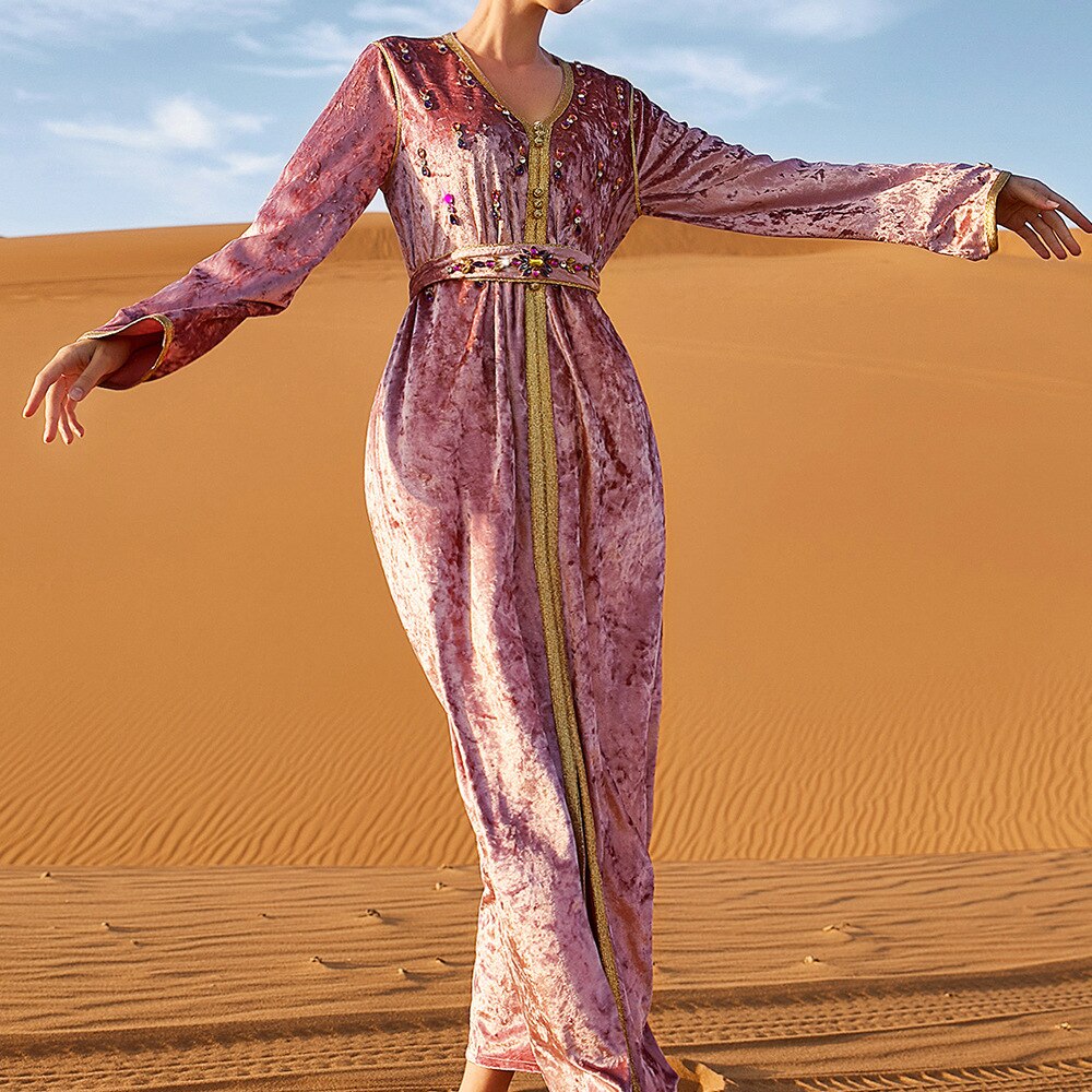 Ramadan Velvet African Dresses For Women Abaya Dubai Turkey Islam Muslim Party Long Dress Robe Djellaba Femme Musulmane Longue