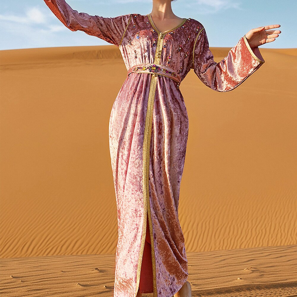 Ramadan Velvet African Dresses For Women Abaya Dubai Turkey Islam Muslim Party Long Dress Robe Djellaba Femme Musulmane Longue
