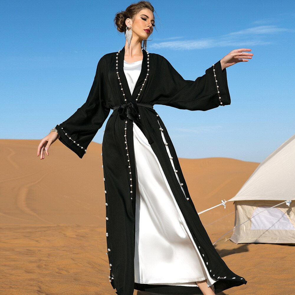 Black Abaya Dubai Turkey Muslim Hijab Dress 2022 Caftan Marocain Arabe Islamic Clothing Kimono Femme Musulmane Djellaba Robes