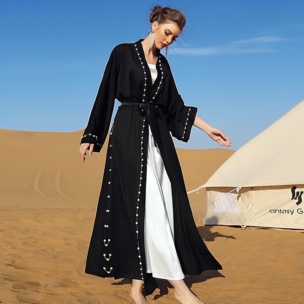 Black Abaya Dubai Turkey Muslim Hijab Dress 2022 Caftan Marocain Arabe Islamic Clothing Kimono Femme Musulmane Djellaba Robes