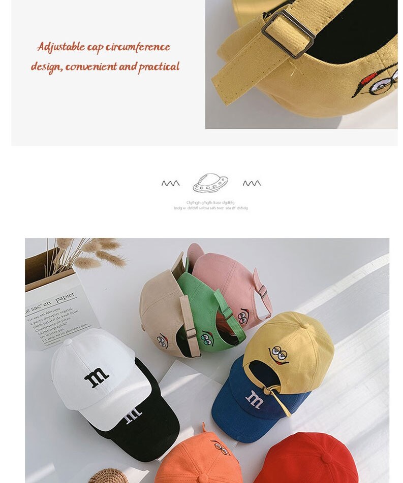 Baby Baseball Hat Cotton Adjustable Alphabet Smiley Sun Protection Boy Girl Four Seasons Hat Children's Cap Casual All-Match