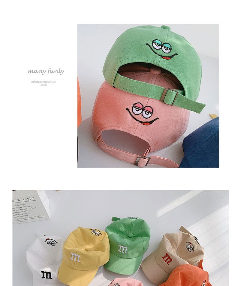 Baby Baseball Hat Cotton Adjustable Alphabet Smiley Sun Protection Boy Girl Four Seasons Hat Children's Cap Casual All-Match