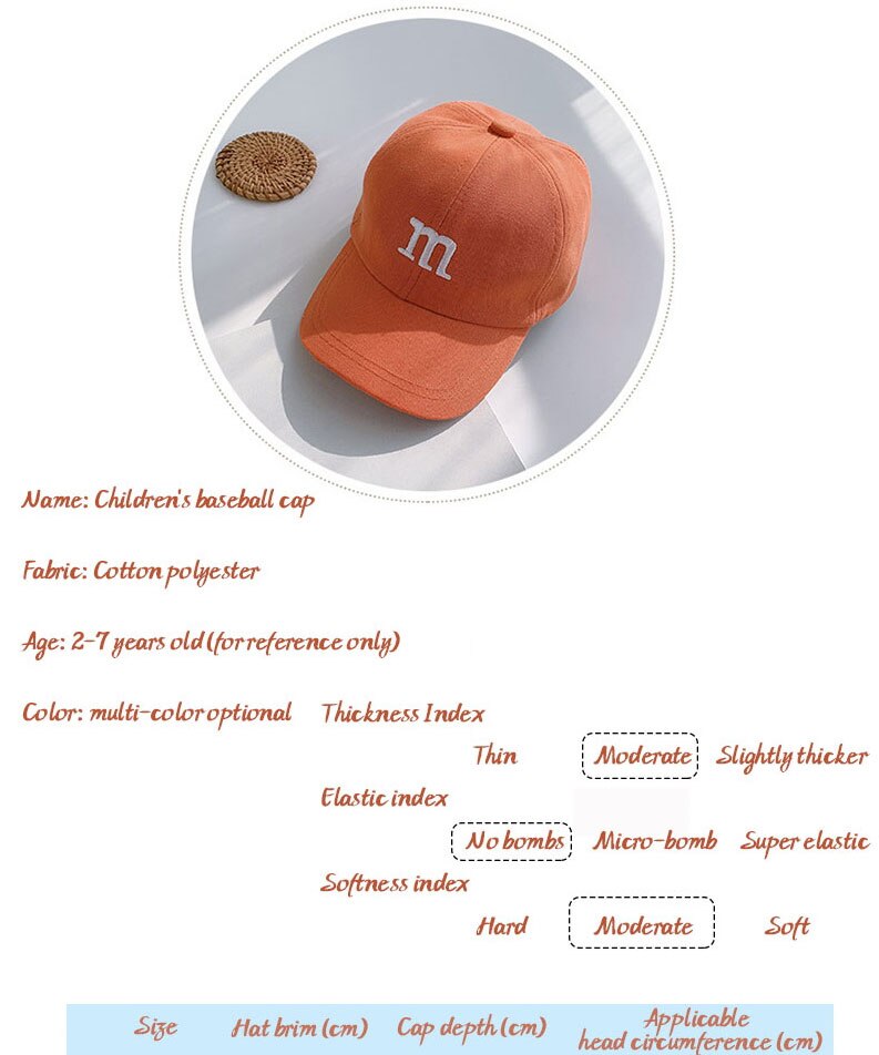 Baby Baseball Hat Cotton Adjustable Alphabet Smiley Sun Protection Boy Girl Four Seasons Hat Children's Cap Casual All-Match