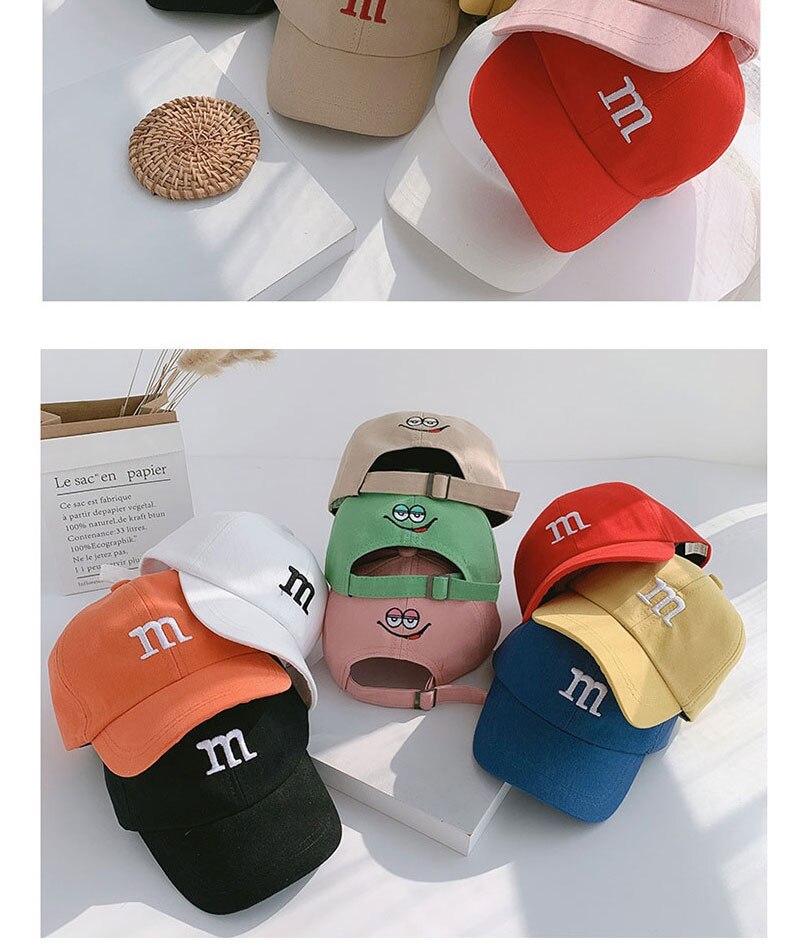 Baby Baseball Hat Cotton Adjustable Alphabet Smiley Sun Protection Boy Girl Four Seasons Hat Children's Cap Casual All-Match