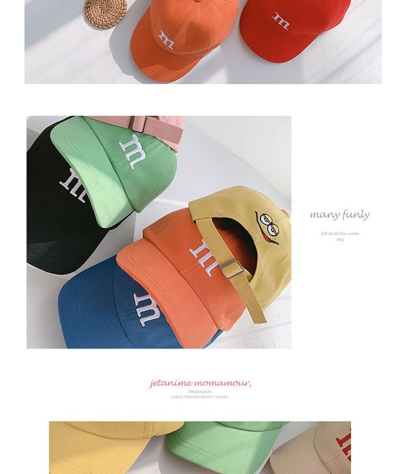 Baby Baseball Hat Cotton Adjustable Alphabet Smiley Sun Protection Boy Girl Four Seasons Hat Children's Cap Casual All-Match
