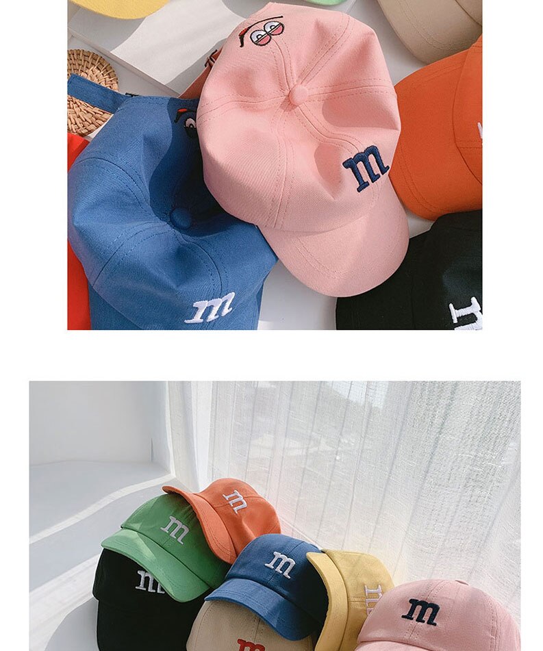 Baby Baseball Hat Cotton Adjustable Alphabet Smiley Sun Protection Boy Girl Four Seasons Hat Children's Cap Casual All-Match