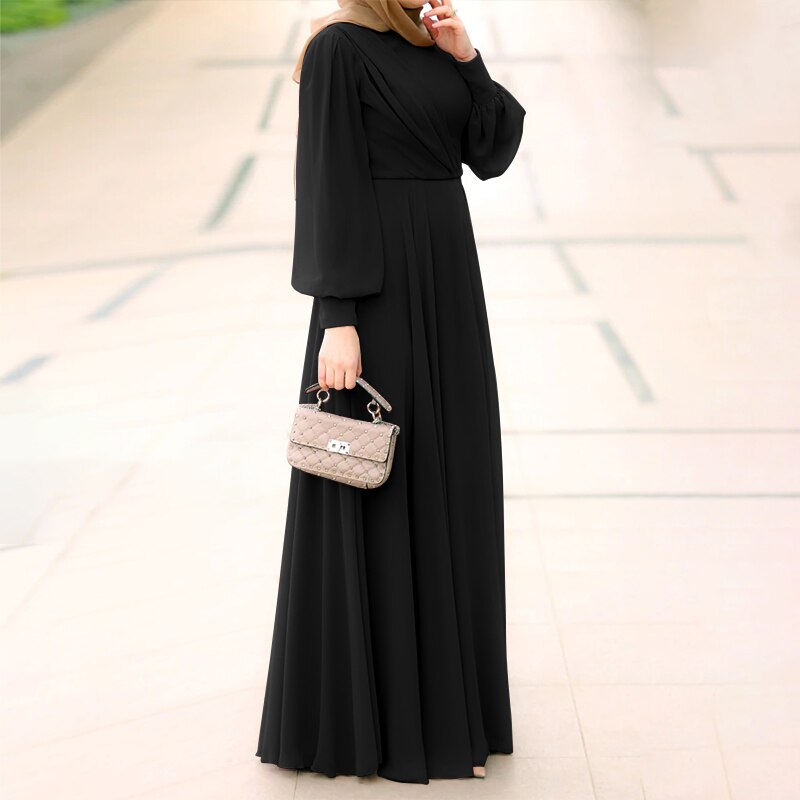 ZANZEA Spring Women Muslim Dress Long Sleeve O-Neck Solid Color Zipper Sundress Elegant Casual Abaya Kaftan Maxi Vestido Robe ZANZEA Spring Women Muslim Dress Long Sleeve O-Neck Solid Color Zipper Sundress Elegant Casual Abaya Kaftan Maxi Vestido Robe
