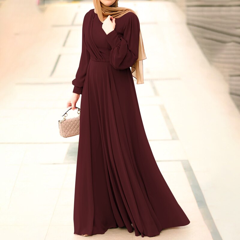 ZANZEA Spring Women Muslim Dress Long Sleeve O-Neck Solid Color Zipper Sundress Elegant Casual Abaya Kaftan Maxi Vestido Robe ZANZEA Spring Women Muslim Dress Long Sleeve O-Neck Solid Color Zipper Sundress Elegant Casual Abaya Kaftan Maxi Vestido Robe