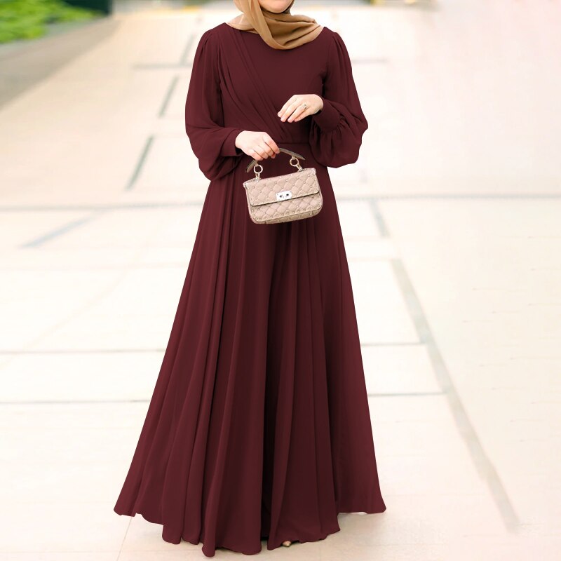 ZANZEA Spring Women Muslim Dress Long Sleeve O-Neck Solid Color Zipper Sundress Elegant Casual Abaya Kaftan Maxi Vestido Robe ZANZEA Spring Women Muslim Dress Long Sleeve O-Neck Solid Color Zipper Sundress Elegant Casual Abaya Kaftan Maxi Vestido Robe