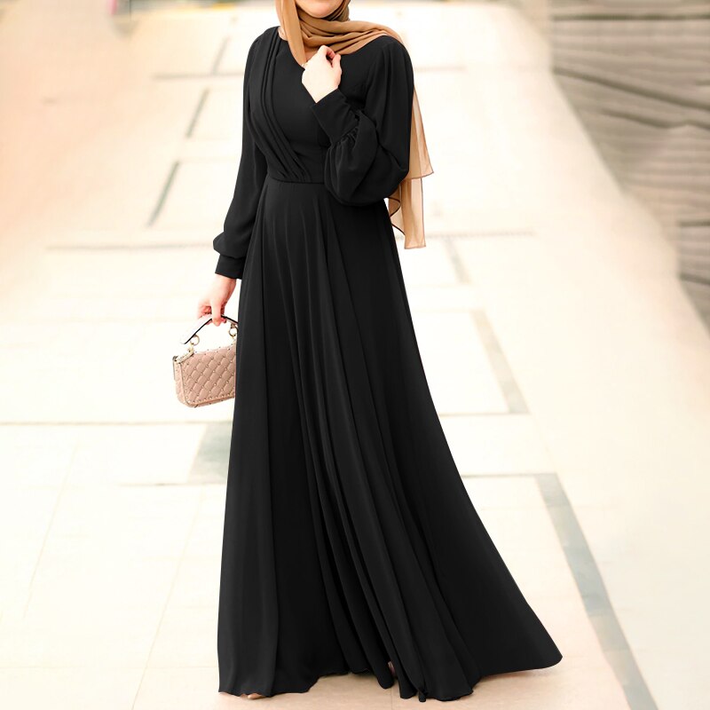 ZANZEA Spring Women Muslim Dress Long Sleeve O-Neck Solid Color Zipper Sundress Elegant Casual Abaya Kaftan Maxi Vestido Robe ZANZEA Spring Women Muslim Dress Long Sleeve O-Neck Solid Color Zipper Sundress Elegant Casual Abaya Kaftan Maxi Vestido Robe