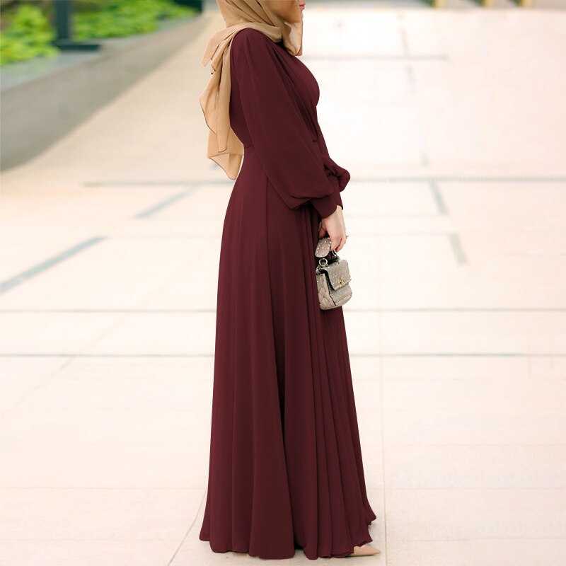 ZANZEA Spring Women Muslim Dress Long Sleeve O-Neck Solid Color Zipper Sundress Elegant Casual Abaya Kaftan Maxi Vestido Robe ZANZEA Spring Women Muslim Dress Long Sleeve O-Neck Solid Color Zipper Sundress Elegant Casual Abaya Kaftan Maxi Vestido Robe