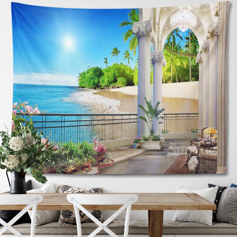 Beach Coconut Tree Scenery Tapestry Wall Hanging Trippy Wall Art Bedroom Window Decor Wall Tapestry Curtain Background Beach Coconut Tree Scenery Tapestry Wall Hanging Trippy Wall Art Bedroom Window Decor Wall Tapestry Curtain Background