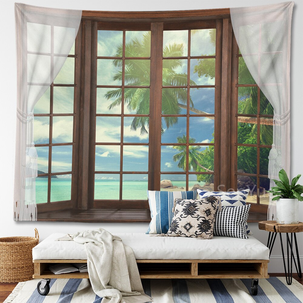 Beach Coconut Tree Scenery Tapestry Wall Hanging Trippy Wall Art Bedroom Window Decor Wall Tapestry Curtain Background Beach Coconut Tree Scenery Tapestry Wall Hanging Trippy Wall Art Bedroom Window Decor Wall Tapestry Curtain Background