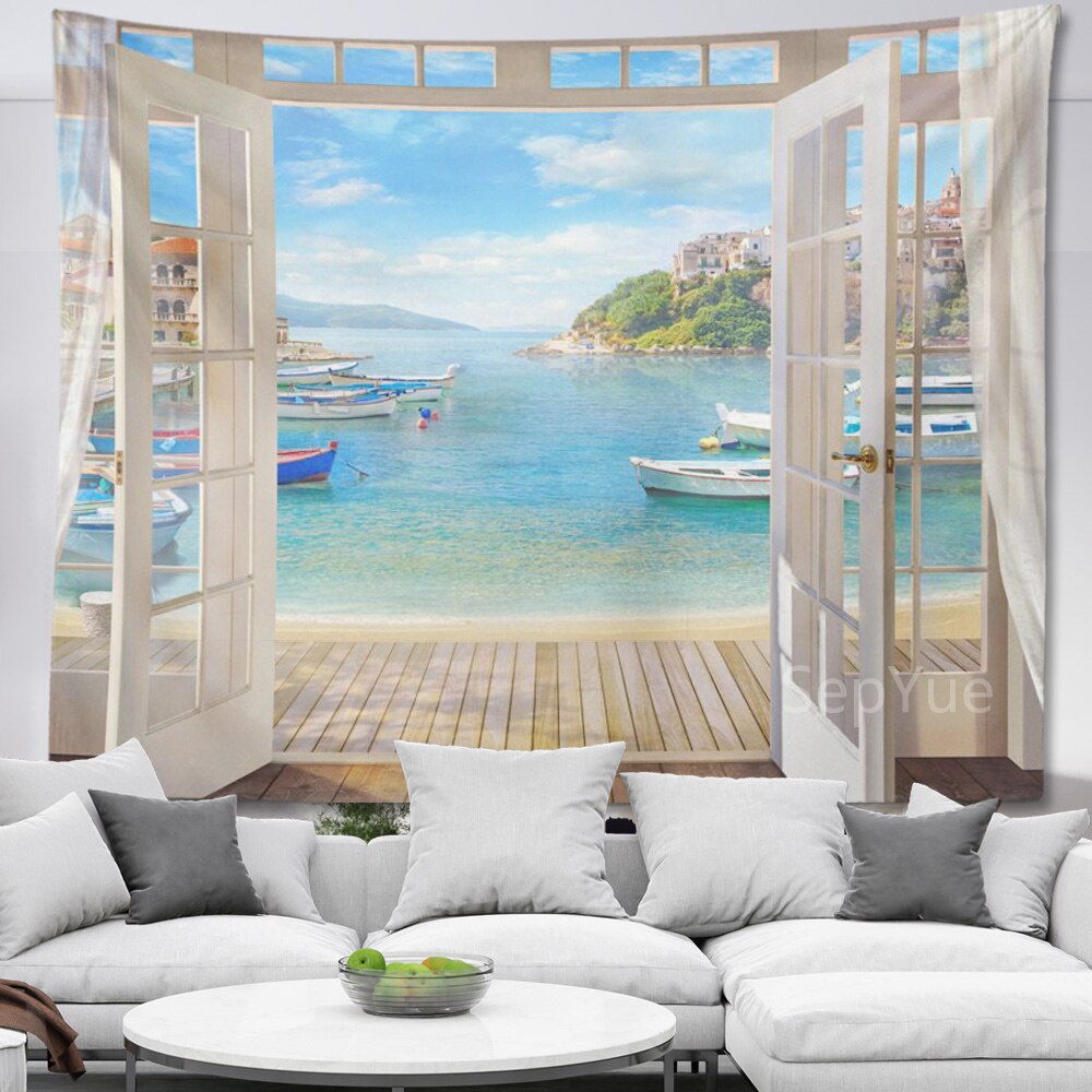 Beach Coconut Tree Scenery Tapestry Wall Hanging Trippy Wall Art Bedroom Window Decor Wall Tapestry Curtain Background Beach Coconut Tree Scenery Tapestry Wall Hanging Trippy Wall Art Bedroom Window Decor Wall Tapestry Curtain Background