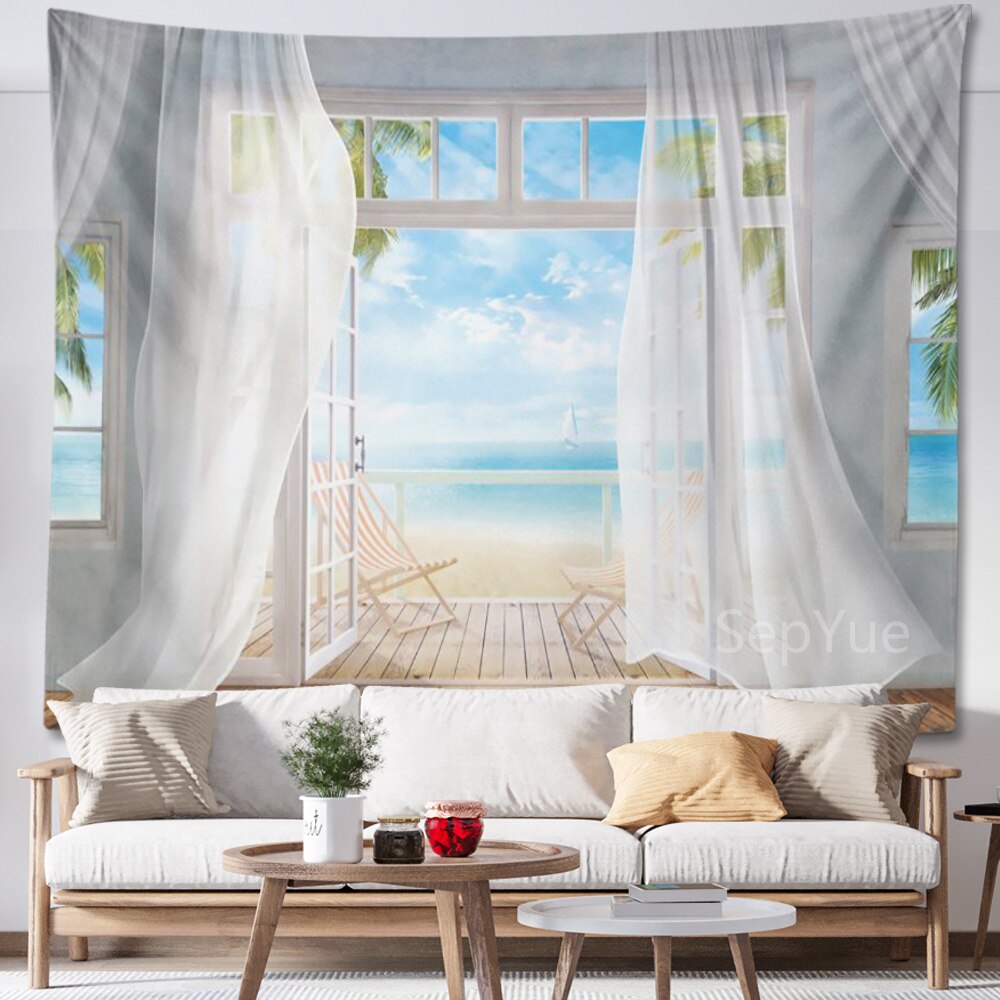 Beach Coconut Tree Scenery Tapestry Wall Hanging Trippy Wall Art Bedroom Window Decor Wall Tapestry Curtain Background Beach Coconut Tree Scenery Tapestry Wall Hanging Trippy Wall Art Bedroom Window Decor Wall Tapestry Curtain Background
