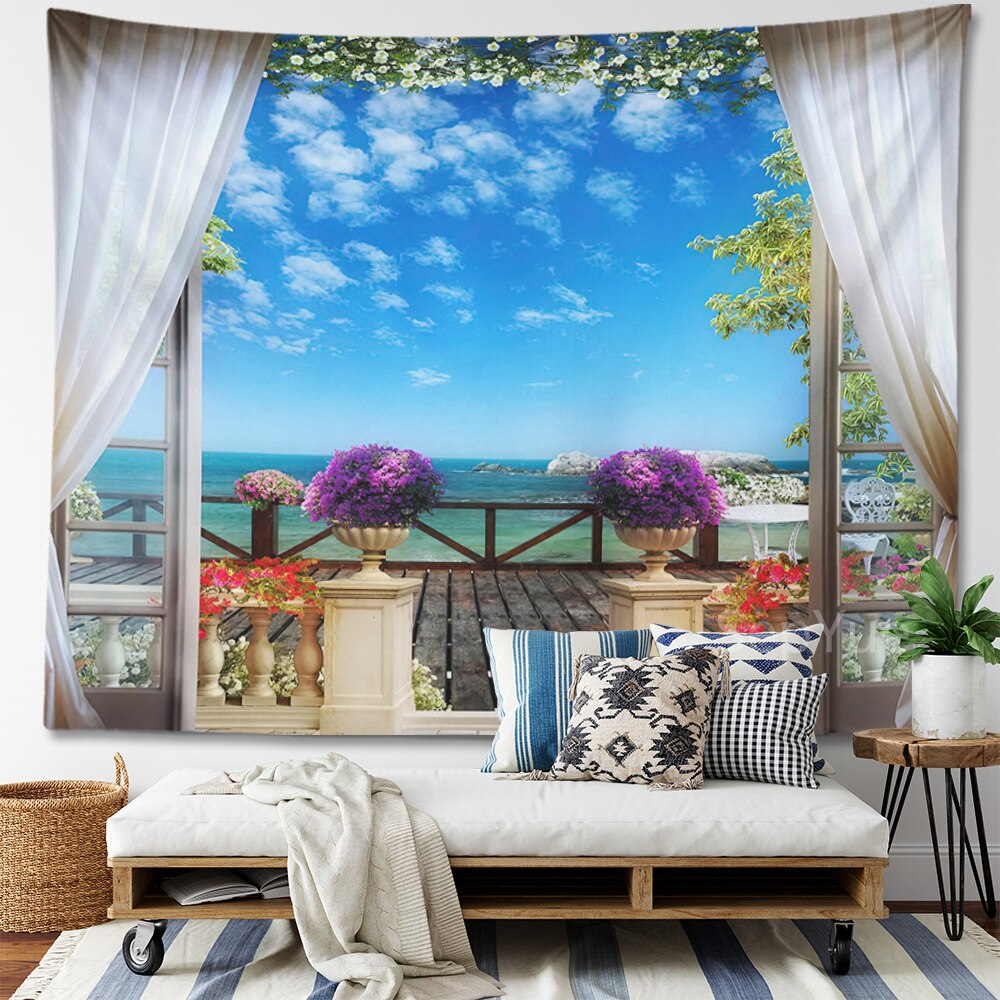 Beach Coconut Tree Scenery Tapestry Wall Hanging Trippy Wall Art Bedroom Window Decor Wall Tapestry Curtain Background Beach Coconut Tree Scenery Tapestry Wall Hanging Trippy Wall Art Bedroom Window Decor Wall Tapestry Curtain Background