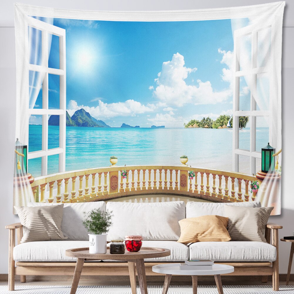 Beach Coconut Tree Scenery Tapestry Wall Hanging Trippy Wall Art Bedroom Window Decor Wall Tapestry Curtain Background Beach Coconut Tree Scenery Tapestry Wall Hanging Trippy Wall Art Bedroom Window Decor Wall Tapestry Curtain Background